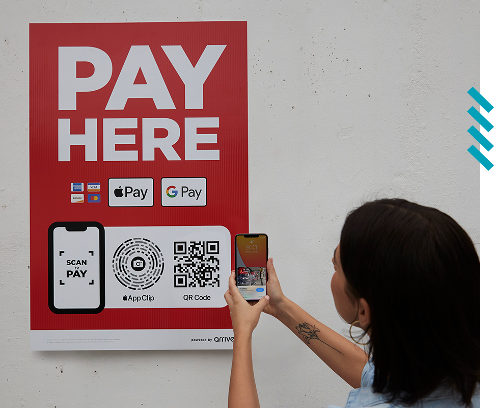 person scanning qr codes to pay directly
