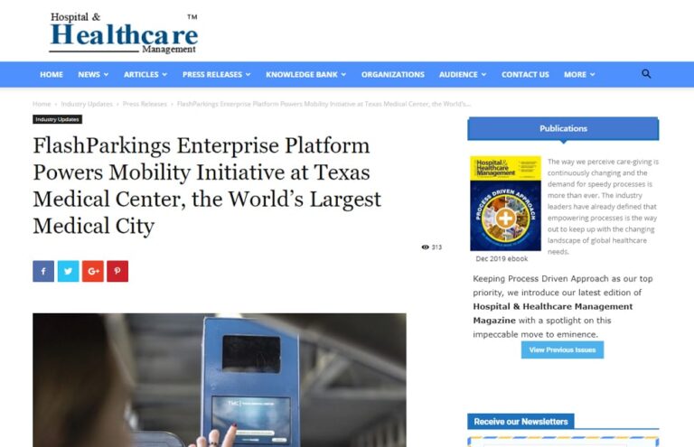 Hospital & Healthcare Management Covers TMC/LAZ/FlashParking Announcement