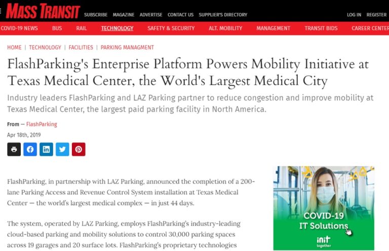 Mass Transit Covers TMC/LAZ/FlashParking Announcement